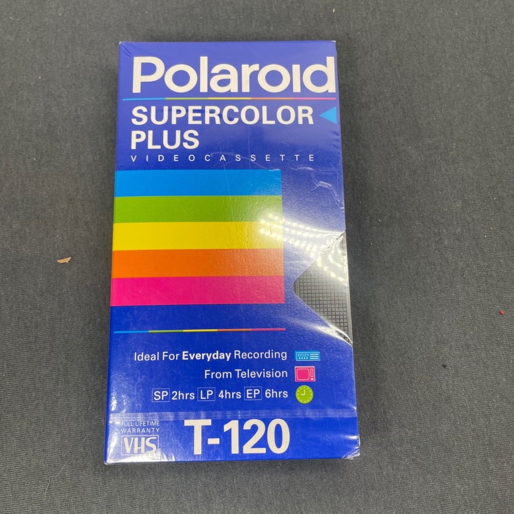 Polaroid VHS Tape T-120 Supercolor Plus Sealed Vintage Retro 90s Media